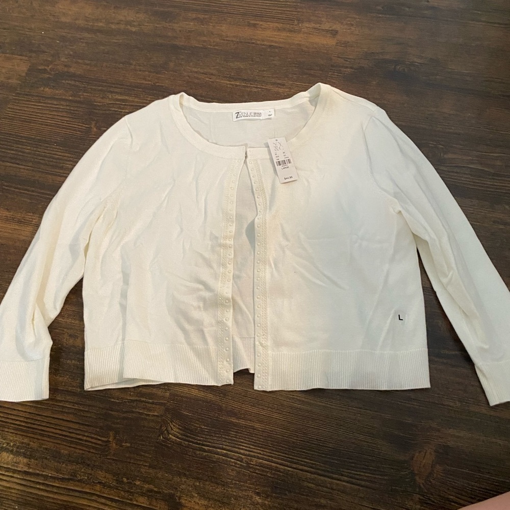 Brand new cropped cream sweater with rhinestones